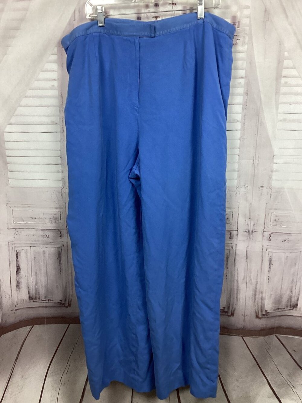 Lauren Ralph Lauren Silk Wide Leg Trousers Blue 22W